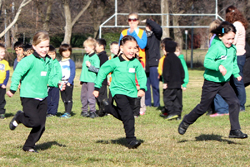 Kindergarten students racing