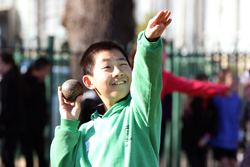 Student throwing shotput